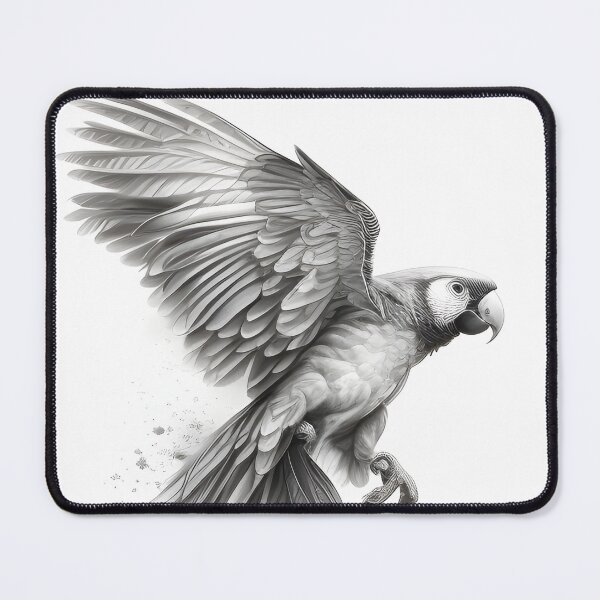 Item preview, Black and white Parrot pencil drawing designed and sold by Pencil-Art.