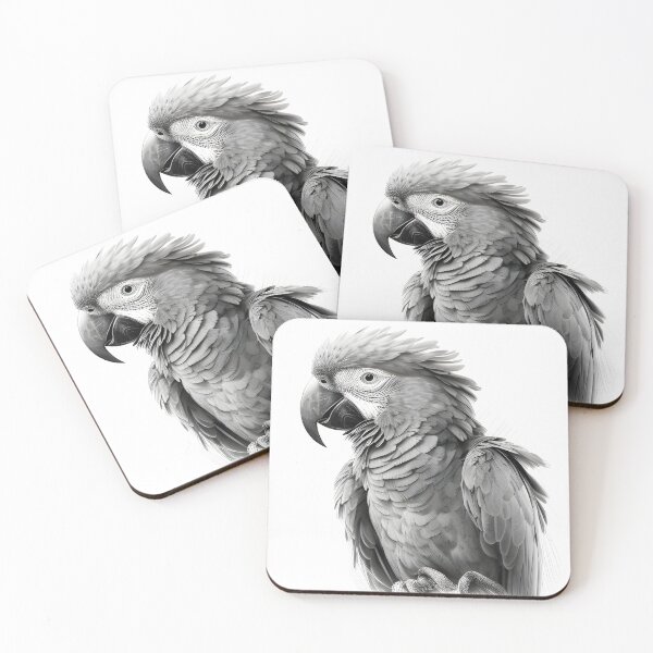 Item preview, Black and white Parrot pencil drawing designed and sold by Pencil-Art.