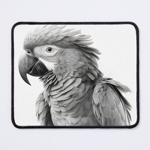 Item preview, Black and white Parrot pencil drawing designed and sold by Pencil-Art.