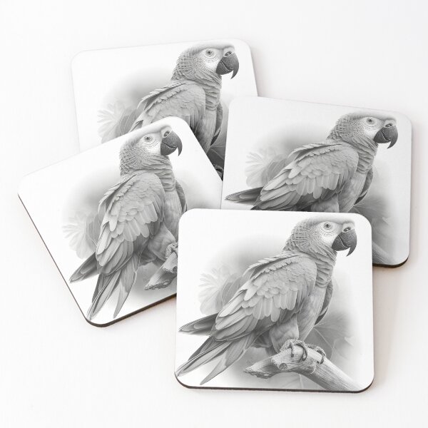 Item preview, Black and white Parrot pencil drawing designed and sold by Pencil-Art.