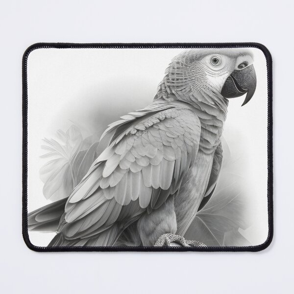 Item preview, Black and white Parrot pencil drawing designed and sold by Pencil-Art.