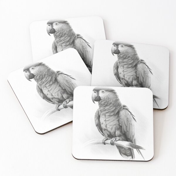 Item preview, Black and white Parrot pencil drawing designed and sold by Pencil-Art.