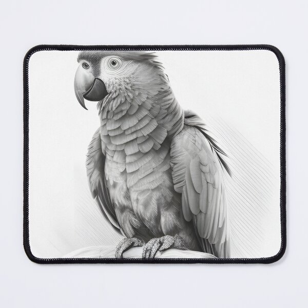 Item preview, Black and white Parrot pencil drawing designed and sold by Pencil-Art.