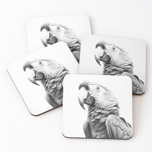 Item preview, Black and white Parrot pencil drawing designed and sold by Pencil-Art.