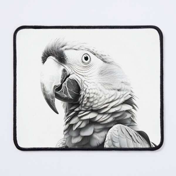 Item preview, Black and white Parrot pencil drawing designed and sold by Pencil-Art.