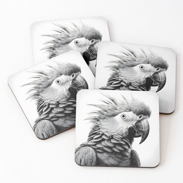 Item preview, Black and white Parrot pencil drawing designed and sold by Pencil-Art.
