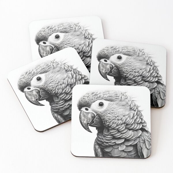 Item preview, Black and white Parrot pencil drawing designed and sold by Pencil-Art.
