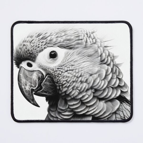Item preview, Black and white Parrot pencil drawing designed and sold by Pencil-Art.