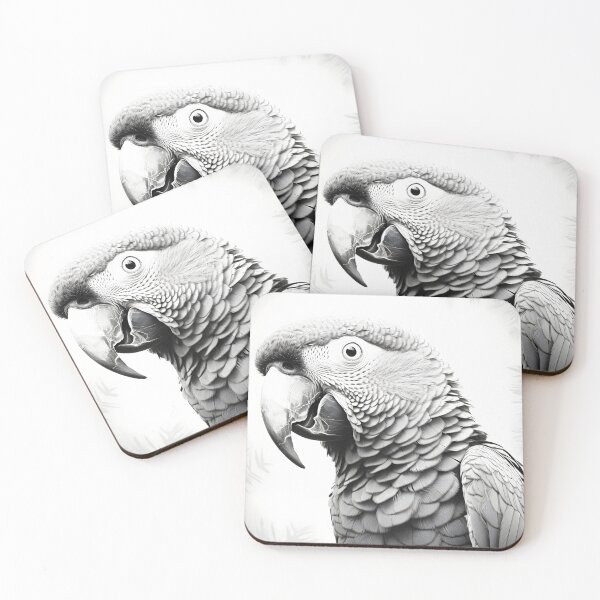 Item preview, Black and white Parrot pencil drawing designed and sold by Pencil-Art.