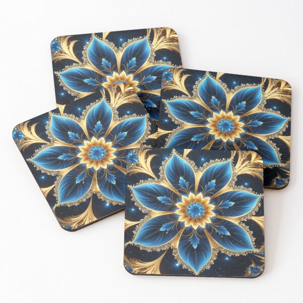 Item preview, Blue and gold celestial flower  designed and sold by OvidiumArt.