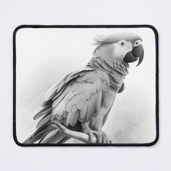 Item preview, Black and white Parrot pencil drawing designed and sold by Pencil-Art.