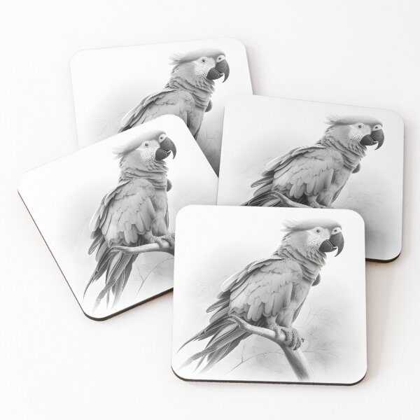 Item preview, Black and white Parrot pencil drawing designed and sold by Pencil-Art.