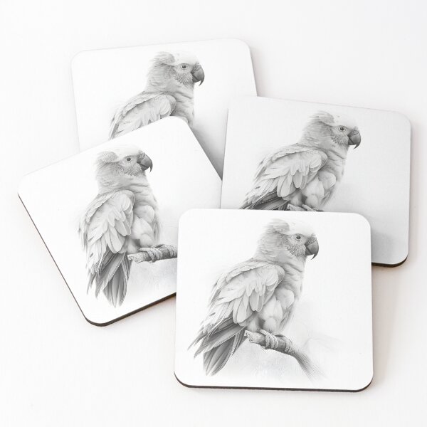 Item preview, Black and white Parrot pencil drawing designed and sold by Pencil-Art.