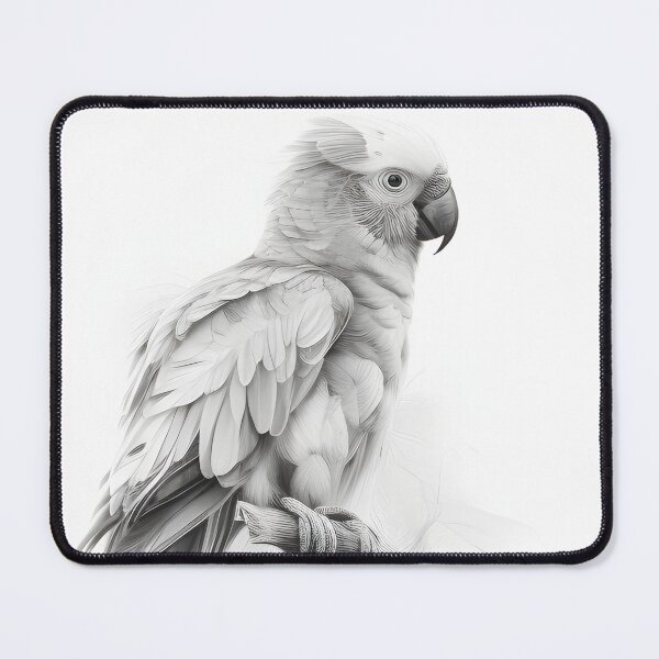 Item preview, Black and white Parrot pencil drawing designed and sold by Pencil-Art.