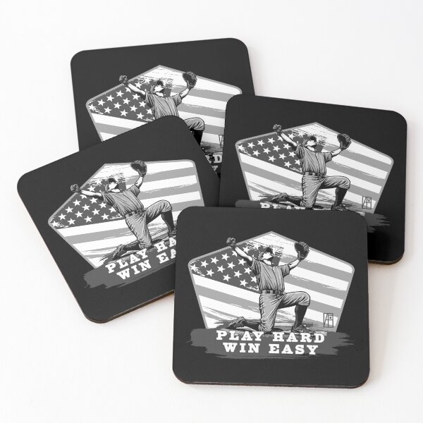 Item preview, USA - American BASEBALL - Baseball: Play hard, win easy - bw designed and sold by ArtProjectShop.