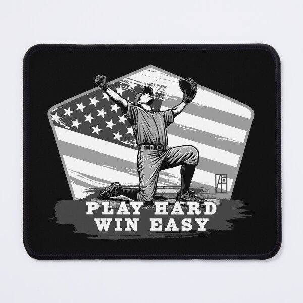 Item preview, USA - American BASEBALL - Baseball: Play hard, win easy - bw designed and sold by ArtProjectShop.