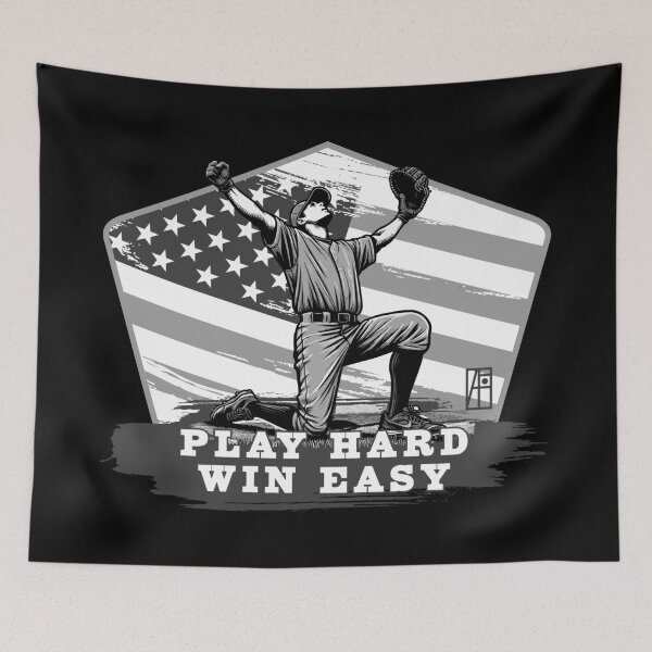 Item preview, USA - American BASEBALL - Baseball: Play hard, win easy - bw designed and sold by ArtProjectShop.