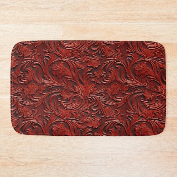 Item preview, Red Floral Tooled Leather Design designed and sold by ArtsyWishy.