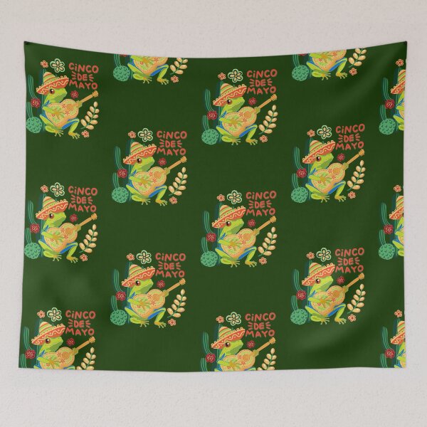 Item preview, Cinco de mayo, frog playing on guitar between cactus designed and sold by christmas-lady.