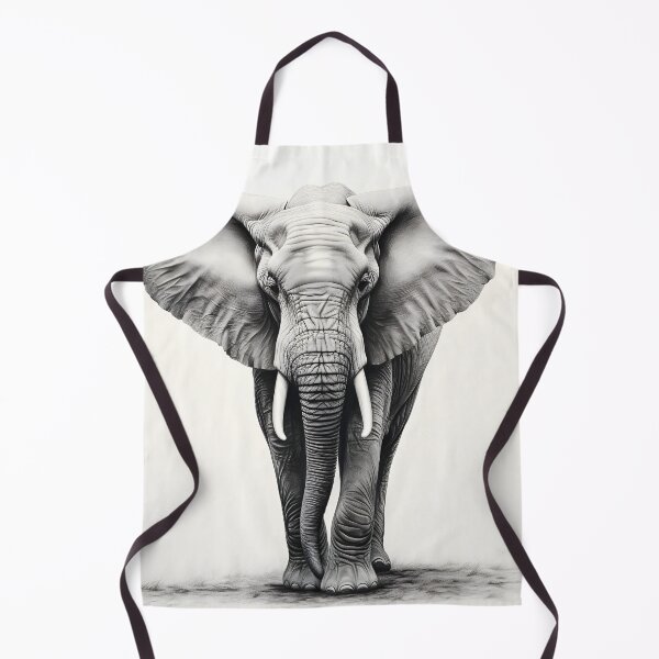Item preview, Pencil-drawn African Elephant - High-Quality Black and White Design designed and sold by Pencil-Art.
