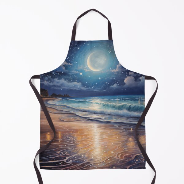 Item preview, Beach at night with moonlight and twinkling stars. designed and sold by ArtbyJanineTate.