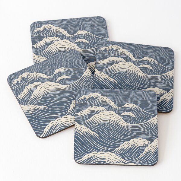 Item preview, Linocut Ocean Waves designed and sold by SurfolioPrints.
