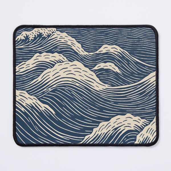 Item preview, Linocut Ocean Waves designed and sold by SurfolioPrints.