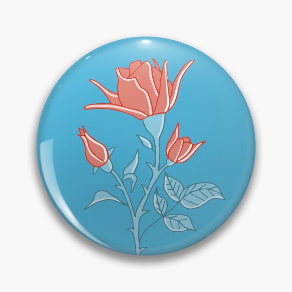 Artikelvorschau, traditionelle englische Rosen mit Blättern und Dornen auf Himmelblau entworfen und verkauft von colorofmagic.