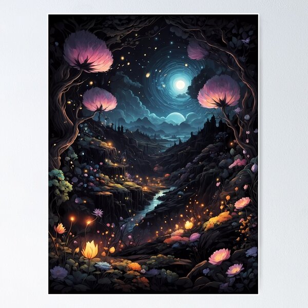 Item preview, Starry Vortex Over Enchanted Floral Ravine designed and sold by Vitalka-uk.