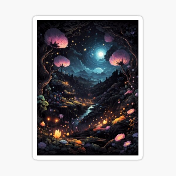 Item preview, Starry Vortex Over Enchanted Floral Ravine designed and sold by Vitalka-uk.