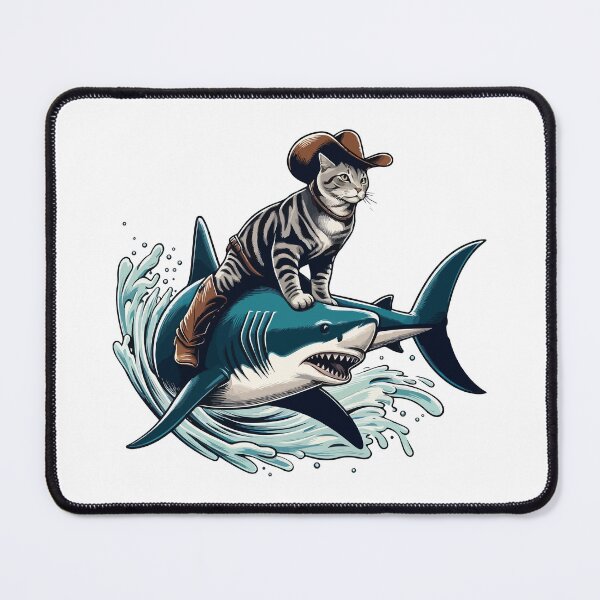 Item preview, Meowdy Texas Cowboy Rodeo Cat Ride On Shark designed and sold by TomFrontierArt.
