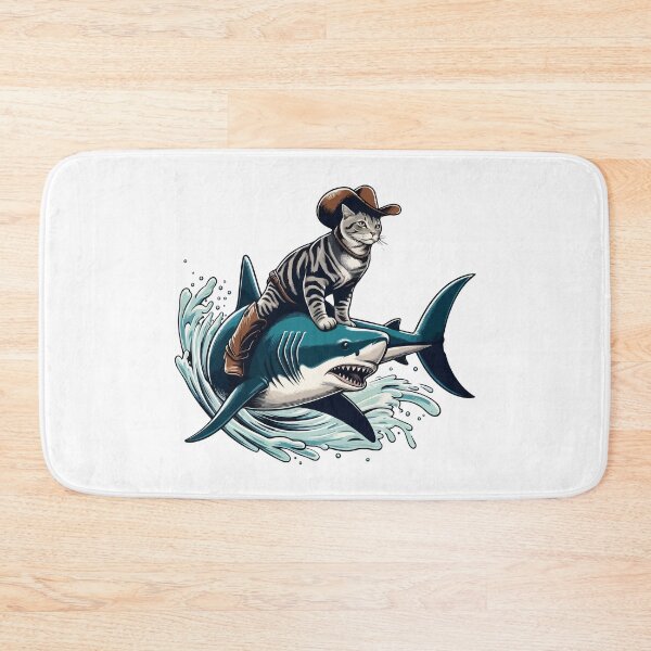 Item preview, Meowdy Texas Cowboy Rodeo Cat Ride On Shark designed and sold by TomFrontierArt.