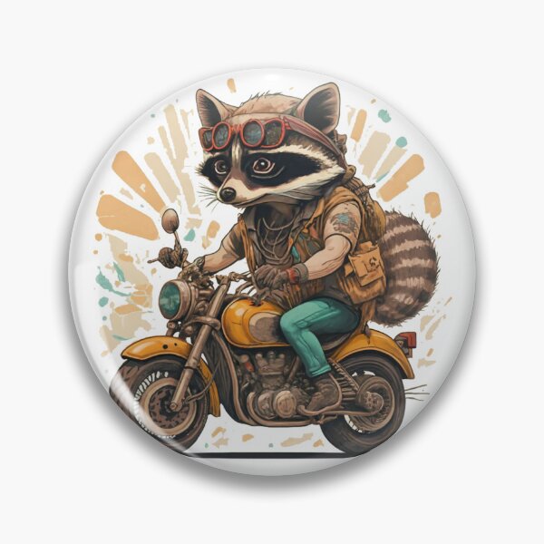 Artikelvorschau,  Waschbär auf einem Motorrad entworfen und verkauft von Poodel.