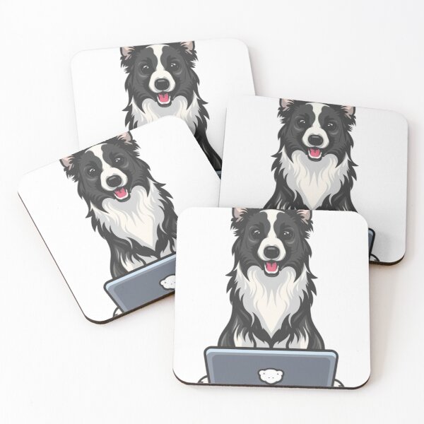 Item preview, Border Collie with laptop designed and sold by Blemenowo.