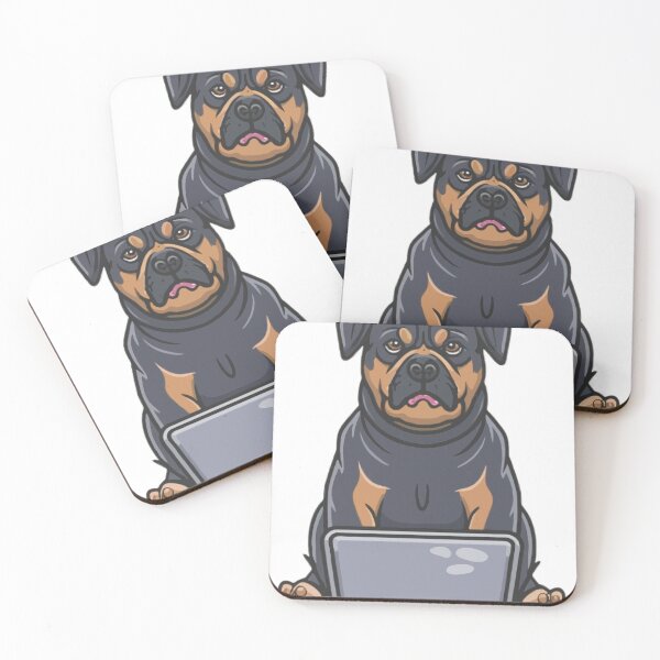 Item preview, Rottweiler with laptop designed and sold by Blemenowo.