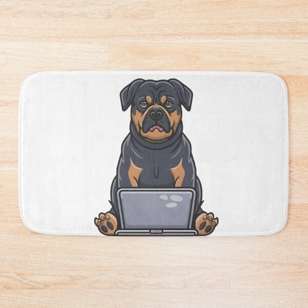 Item preview, Rottweiler with laptop designed and sold by Blemenowo.