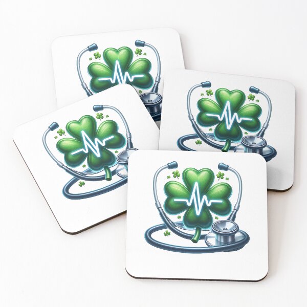 Item preview, Heartbeat Stethoscope Shamrock, NICU Nurse St Patricks Day, Registered Nurse, Neonatal ICU designed and sold by behindthefacts.