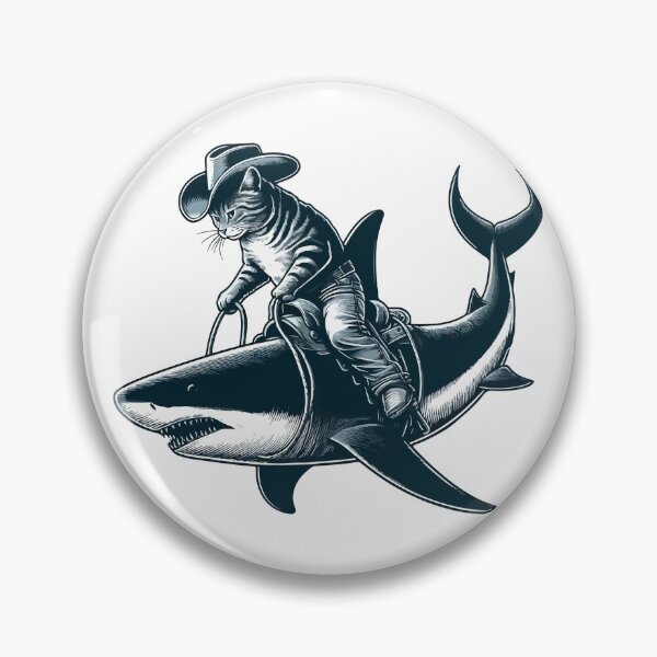 Item preview, Meowdy Texas Cowboy Rodeo Cat Ride On Shark designed and sold by TomFrontierArt.