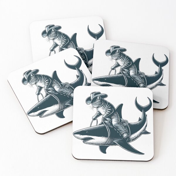 Item preview, Meowdy Texas Cowboy Rodeo Cat Ride On Shark designed and sold by TomFrontierArt.