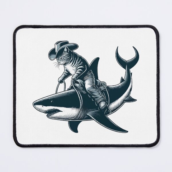 Item preview, Meowdy Texas Cowboy Rodeo Cat Ride On Shark designed and sold by TomFrontierArt.