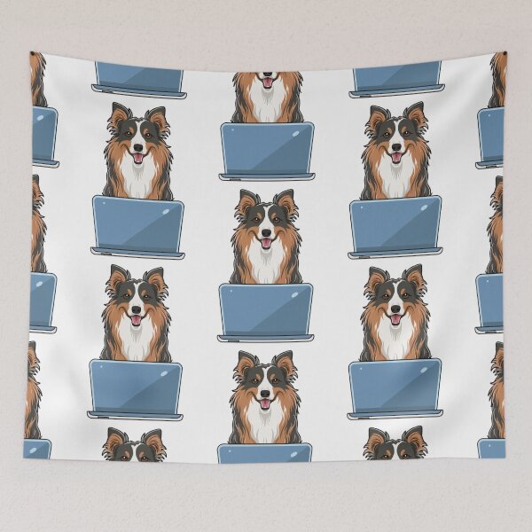Item preview, Shetland Sheepdog with laptop designed and sold by Blemenowo.