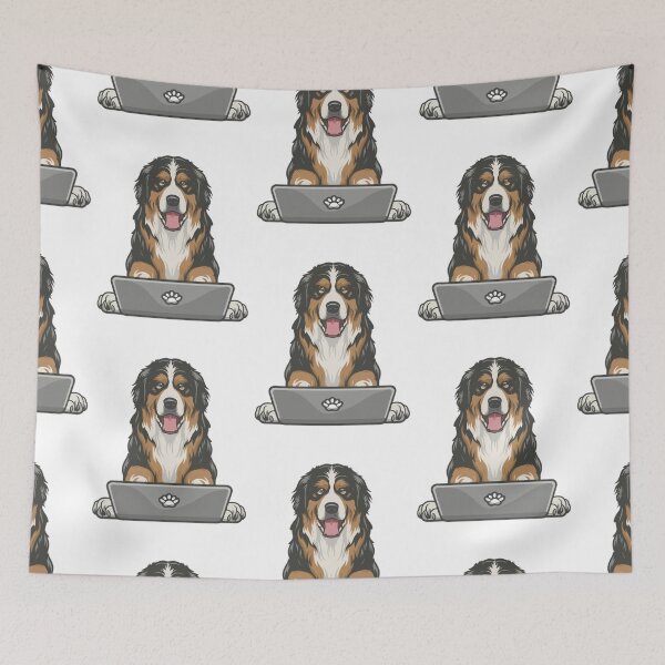 Item preview, Bernese Mountain Dog with laptop designed and sold by Blemenowo.