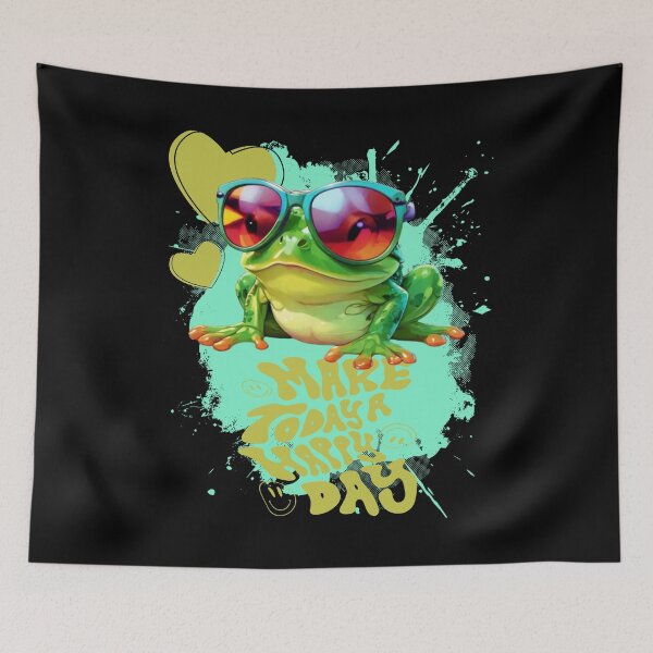 Item preview, Green frog with sunglasses designed and sold by Ecmoprints.