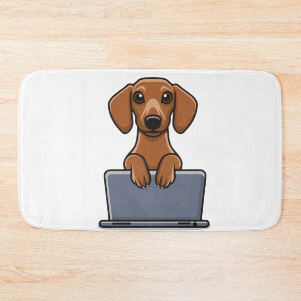 Item preview, Dachshund with laptop designed and sold by Blemenowo.