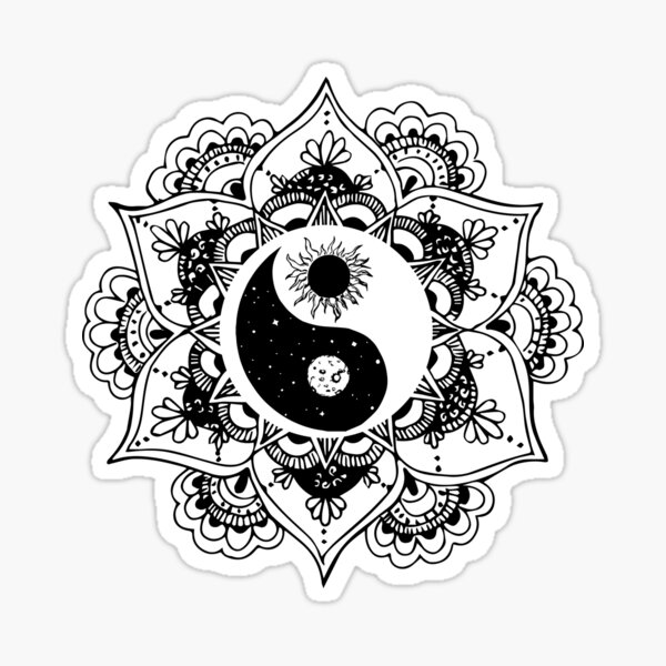 Artikel-Vorschau von Yin-Yang-Mandala - Schwarz-Weiß-Mandala - Blume, designt und verkauft von DreamersPlan.