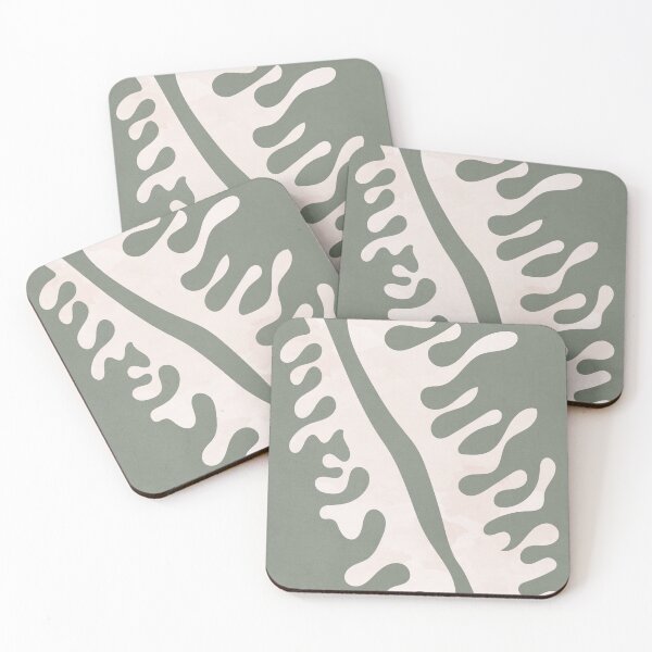 Item preview, Abstract Two Wavy Leaves in Sage Green designed and sold by technicolorable_art.
