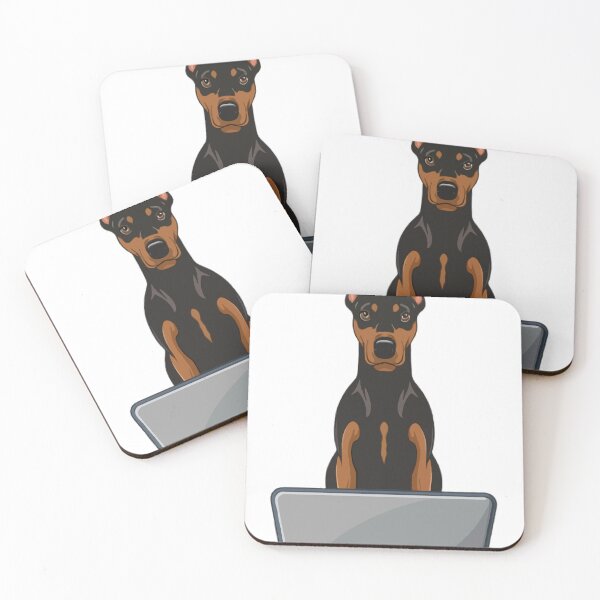 Item preview, Doberman Pinscher with laptop designed and sold by Blemenowo.