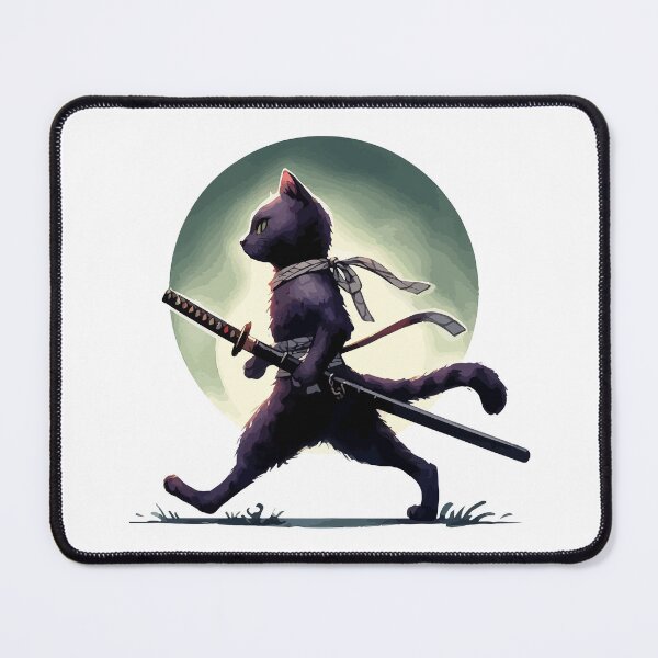 Item preview, Cool Black Cat Samurai Ninja Anime Japan Art designed and sold by TomFrontierArt.