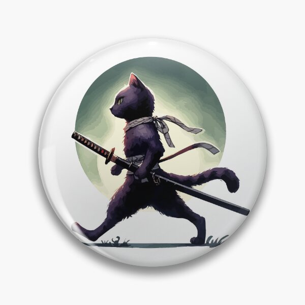 Item preview, Cool Black Cat Samurai Ninja Anime Japan Art designed and sold by TomFrontierArt.