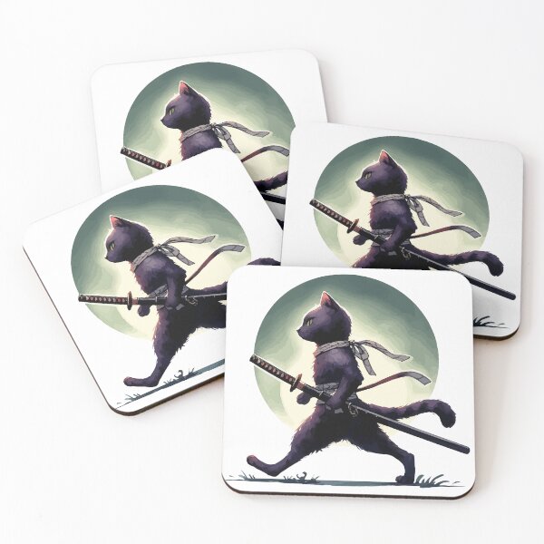 Item preview, Cool Black Cat Samurai Ninja Anime Japan Art designed and sold by TomFrontierArt.